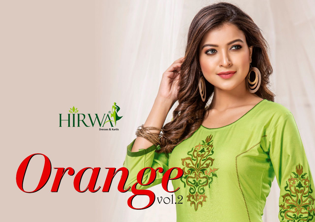 Hirwa Orange 2 Heavy Rayon Straight Cut Kurti